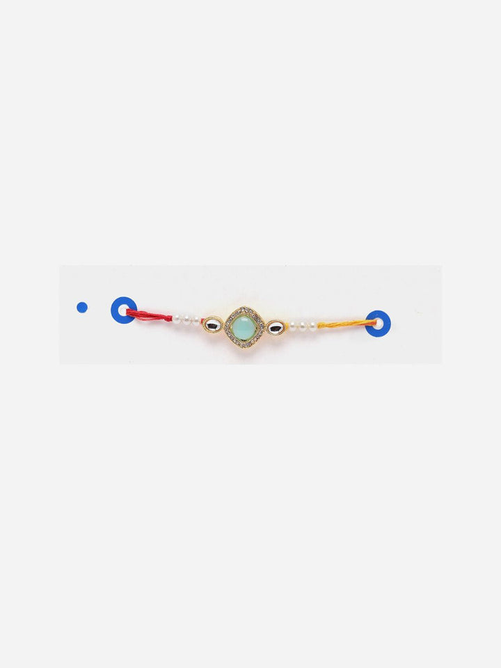 Set PANASH 2 Rakhis Bertatah Batu &amp; Manik Bersalut Emas Dengan Roli Chawal