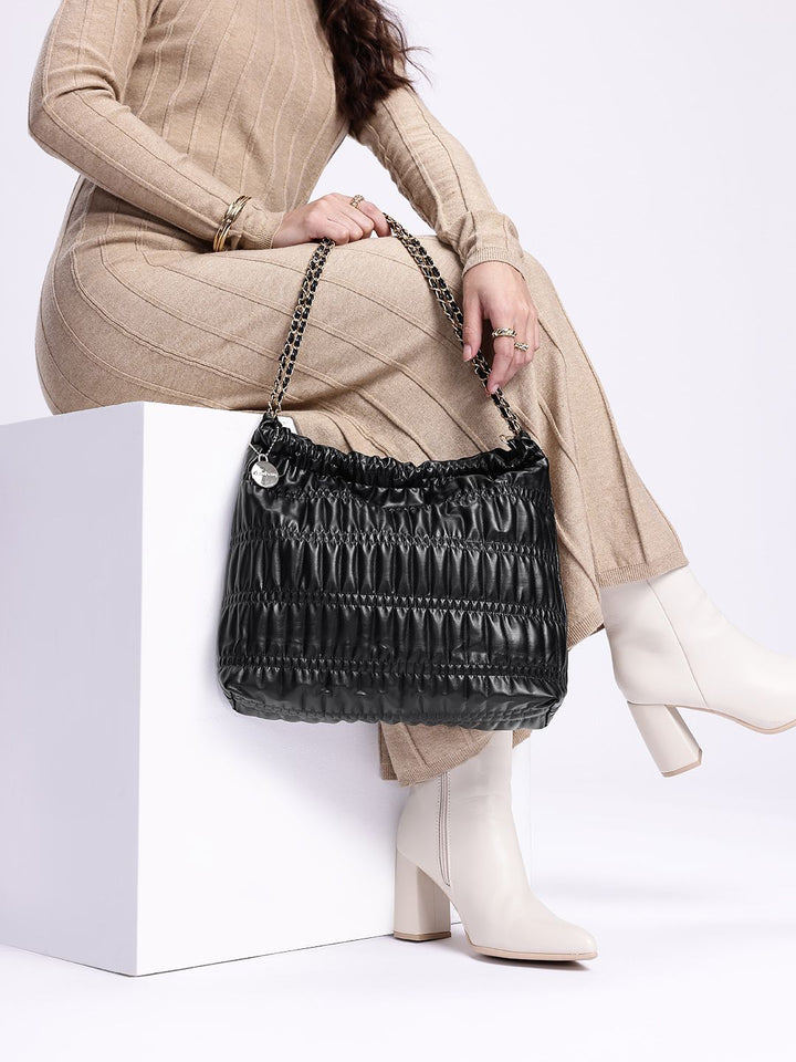 DressBerry Structured Shoulder Bag with Quilted & Pouch