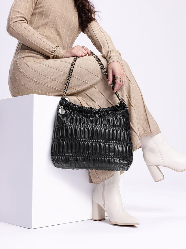 DressBerry Structured Shoulder Bag with Quilted & Pouch