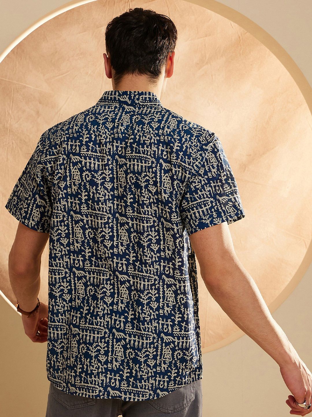 DENNISON Hand Block Printed Lightweight Casual Shirt