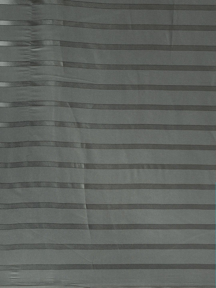 Saree mall Grey Striped Satin Saree