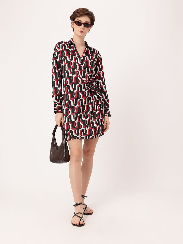 DressBerry Optical Jazz Sleek Chic Wrap Style Dress
