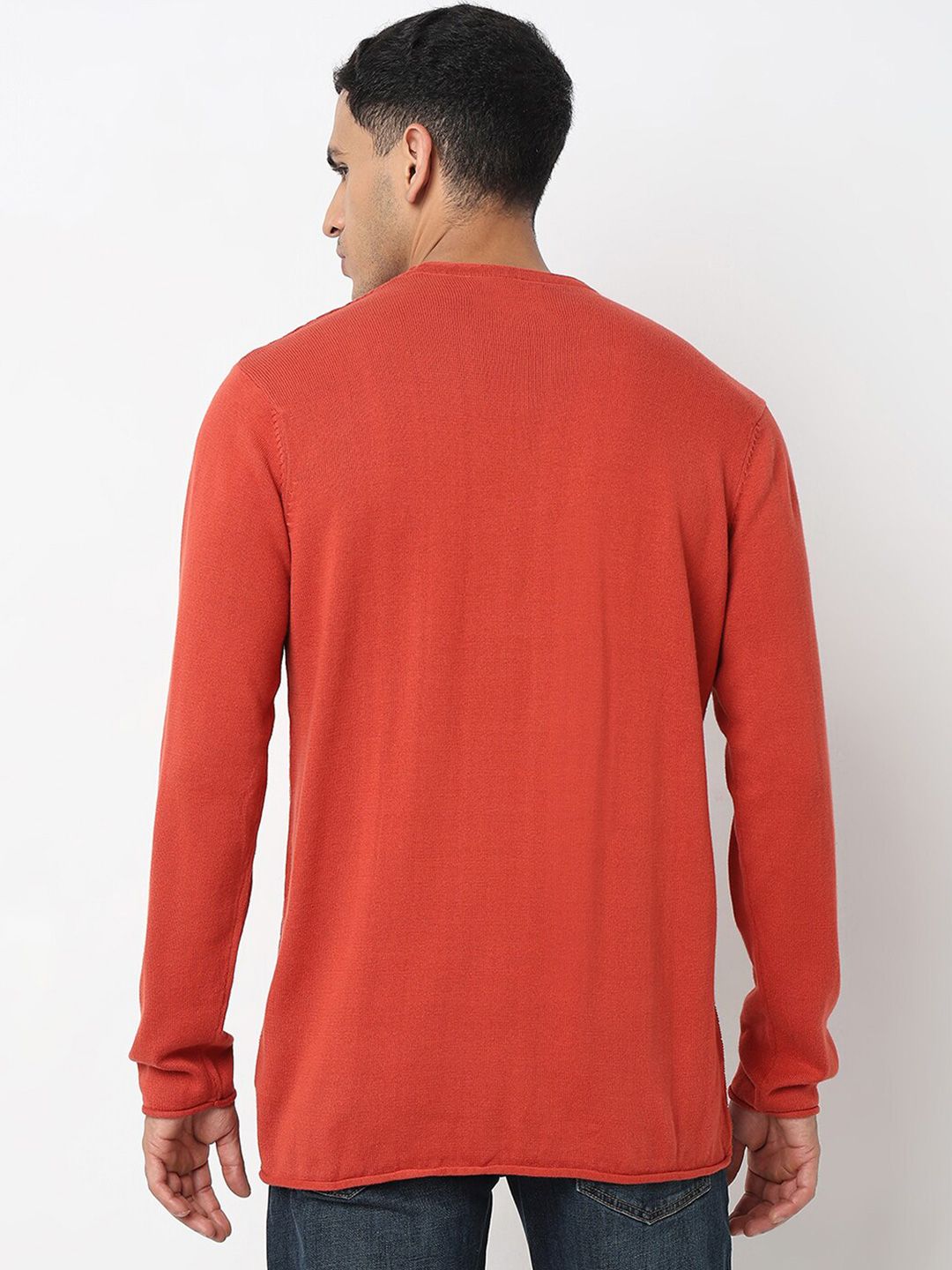 SPYKAR Striped Self Design Round Neck Cotton Pullover Sweater