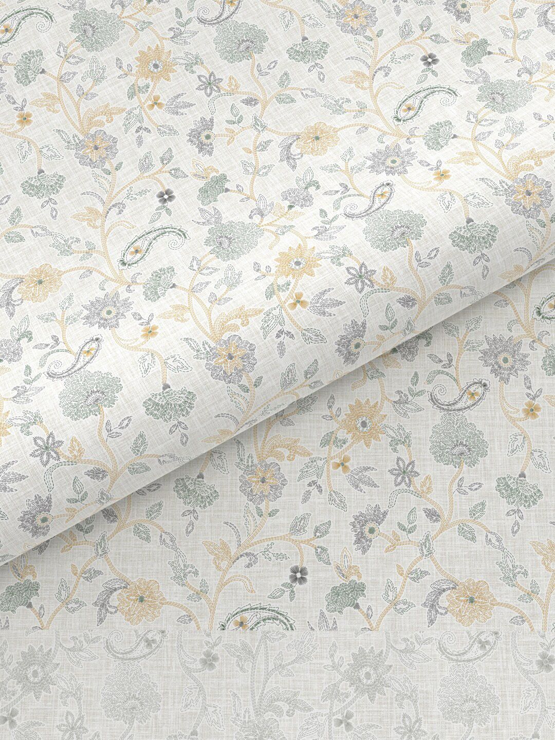 MYTRIDENT Kantha Sage Sanskriti Flat 144TC King Cotton 1 Bedsheet with 2 Pillow Covers