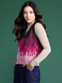 DressBerry Woven Design Acrylic Sweater Vest