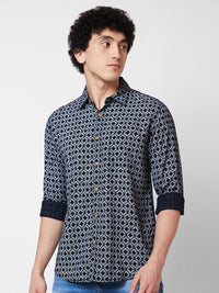 SPYKAR Geometric Printed Cotton Casual Shirt