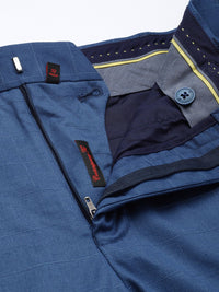 Raymond Men Mid-Rise Contemporary Fit Checked Trousers