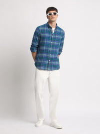 THE BEAR HOUSE Tartan Checked Slim Fit Pure Cotton Casual Shirt