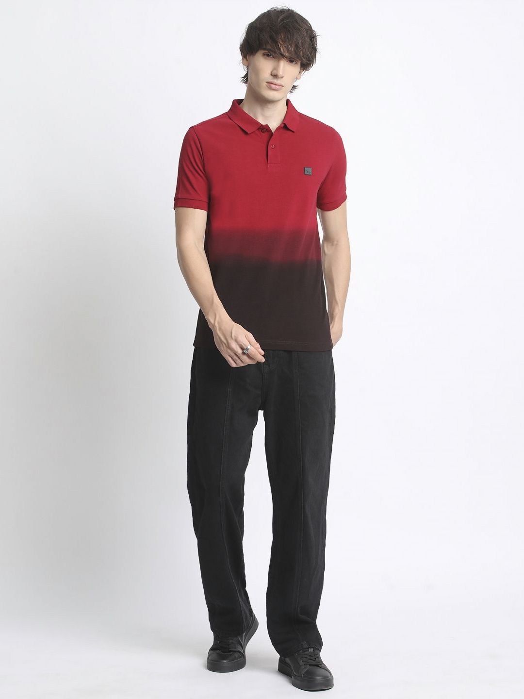 THE BEAR HOUSE Men's Ombre Cotton Regular Fit Polo Collar Tshirt