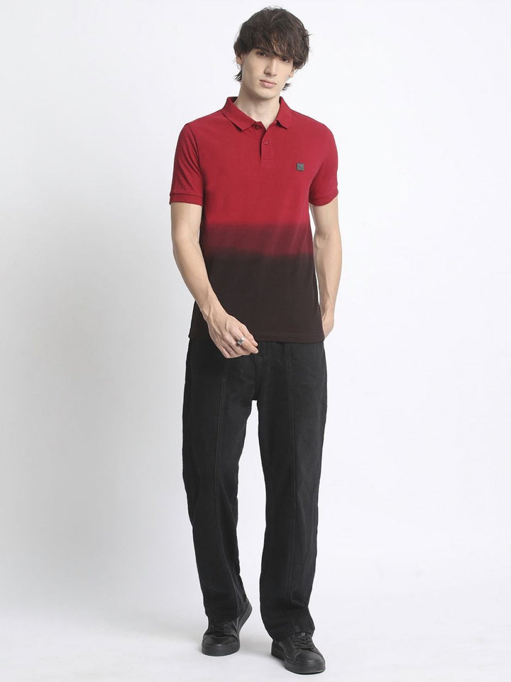 THE BEAR HOUSE Men's Ombre Cotton Regular Fit Polo Collar Tshirt
