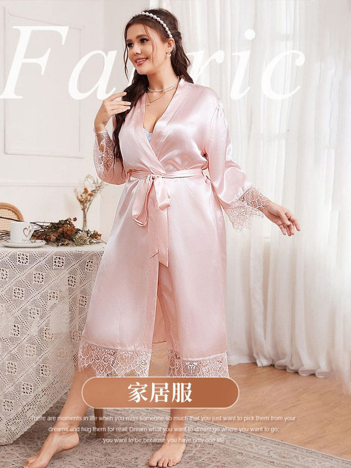 DressBerry Lace Detail Robe Comes With Belt