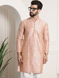 SOJANYA Floral Printed Kolar Mandarin Lengan Panjang Kurta Lurus
