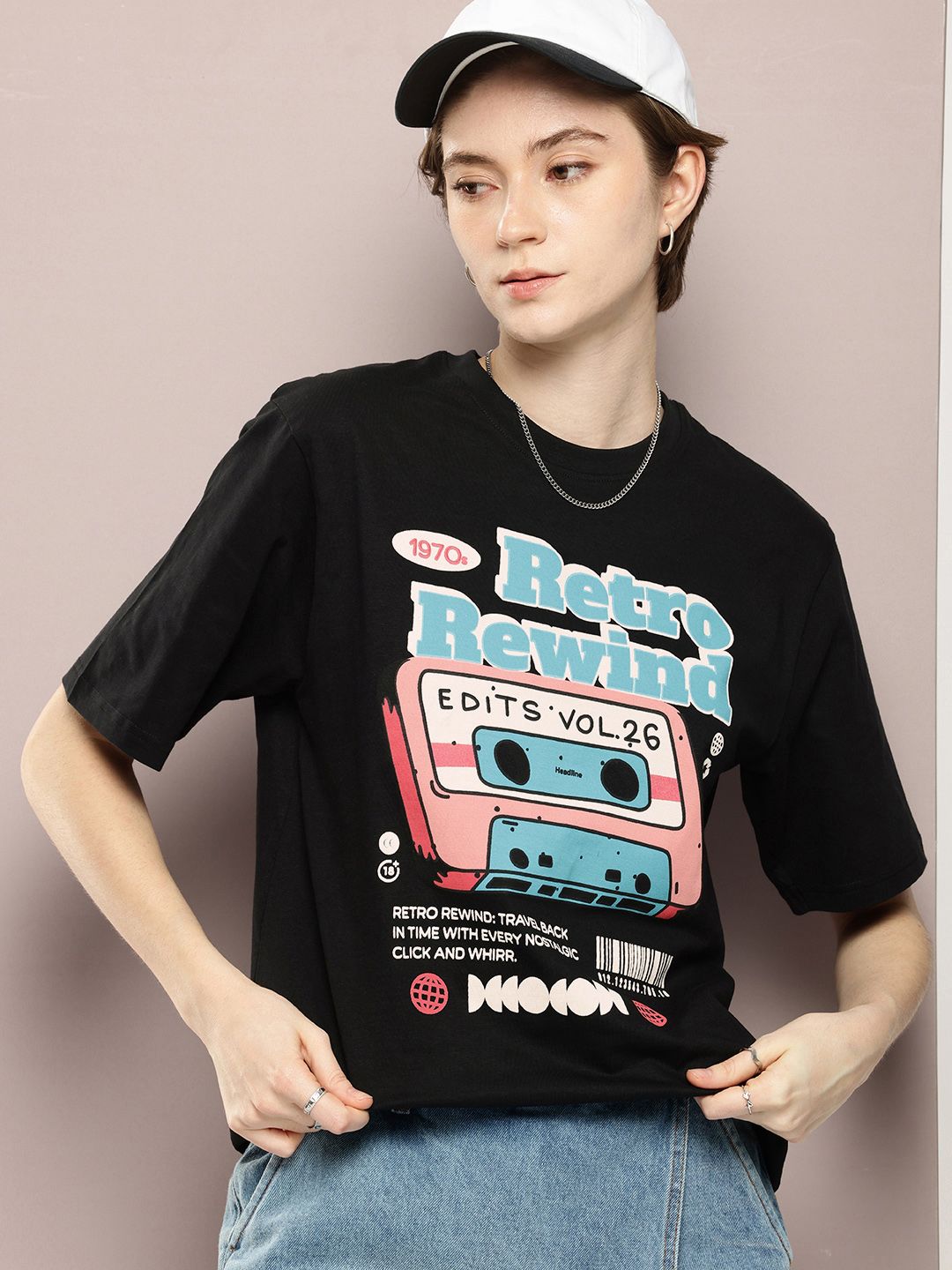 DILLINGER Graphic Printed Drop-Shoulder Sleeves Oversized Pure Cotton T-shirt