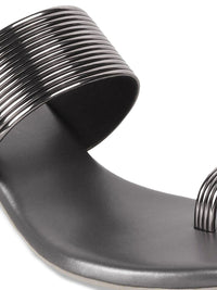 Metro Grey Textured Kitten Sandals Heels