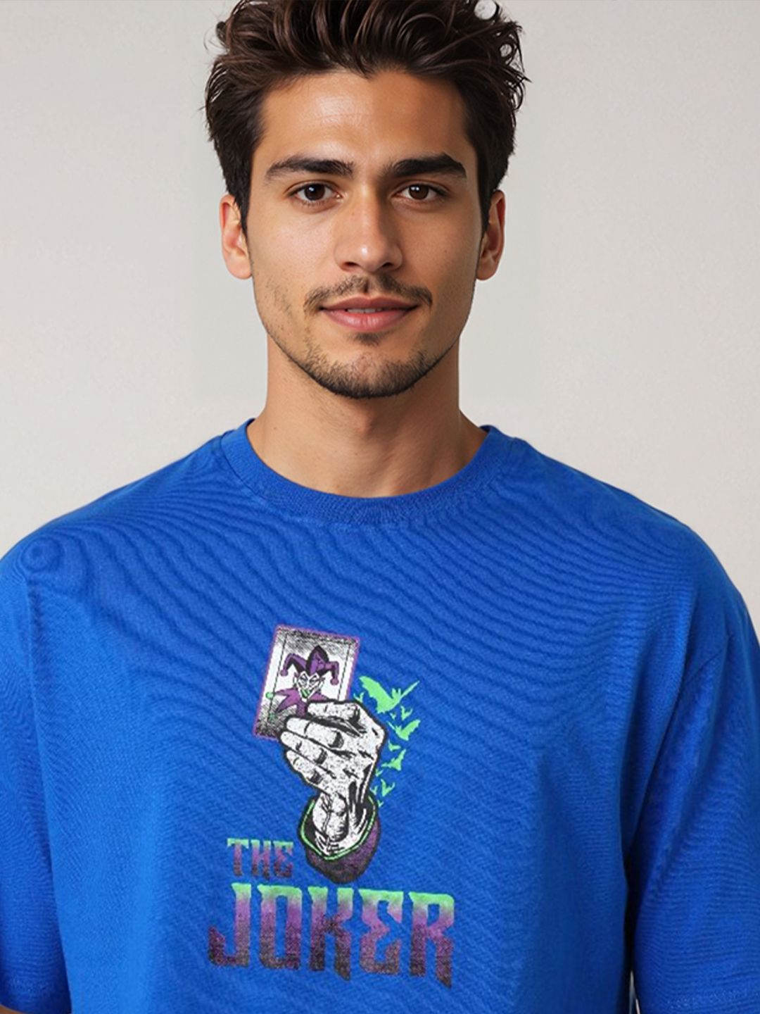 The Indian Garage Co Men Joker Graphic Printed Round Neck Cotton Relaxed Fit T-shirt