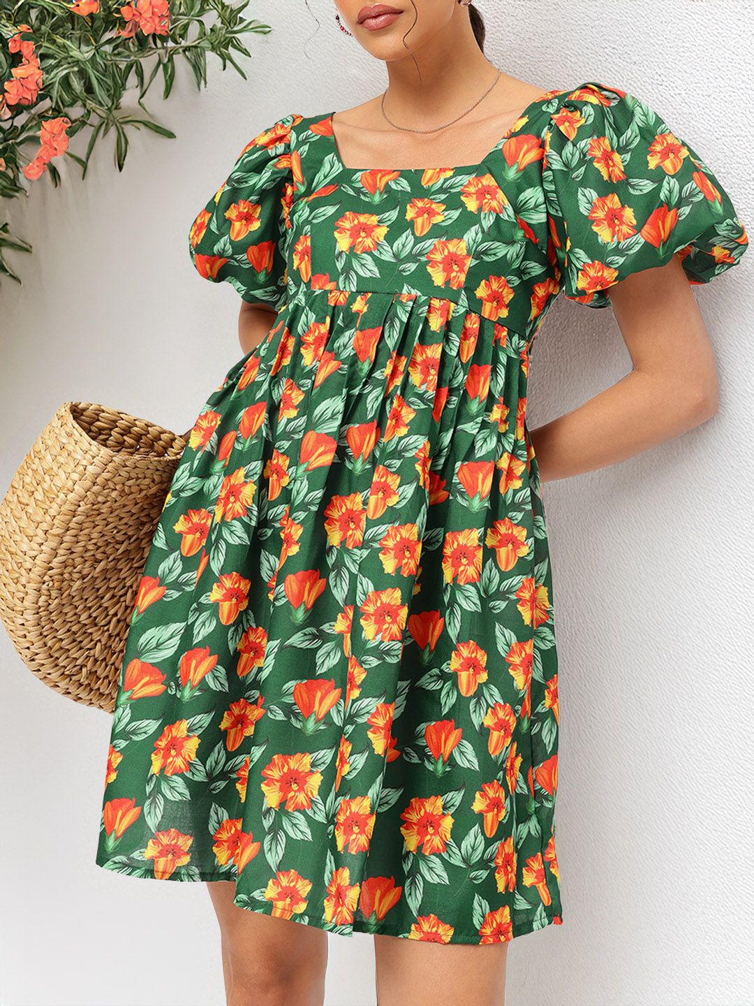 DressBerry Serene Serenity Floral Print Mini Empire Dress