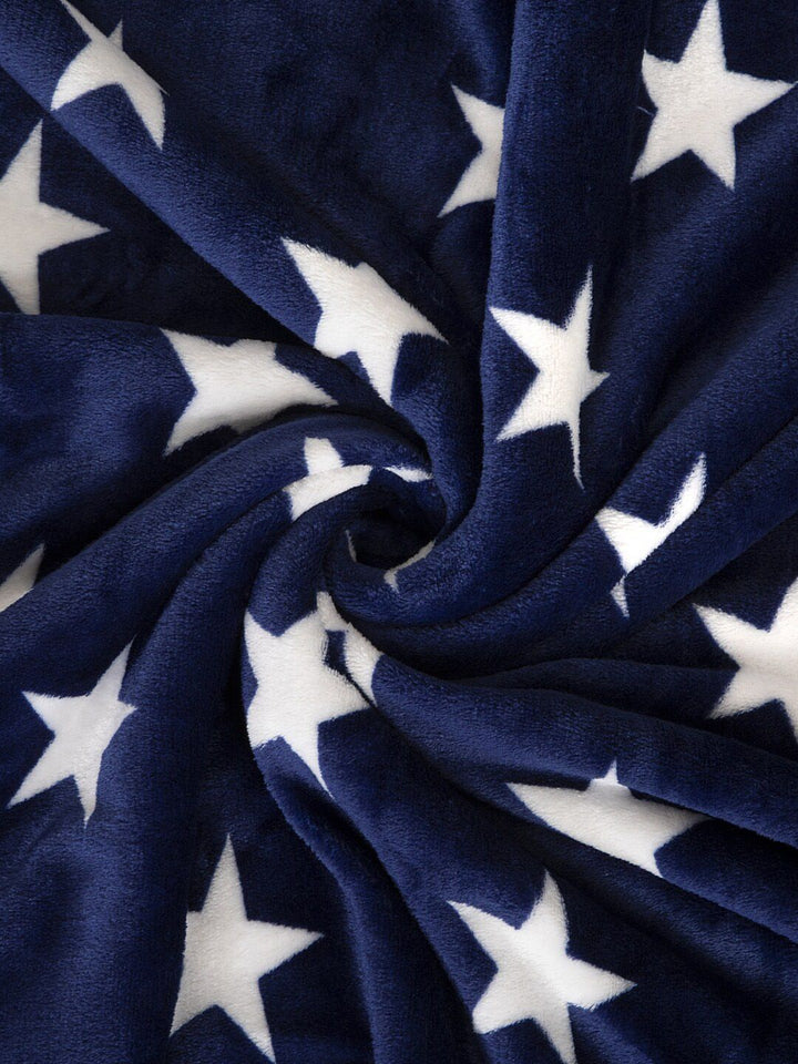 Cortina Navy Blue & White Abstract AC Room 250 GSM Single Bed Blanket