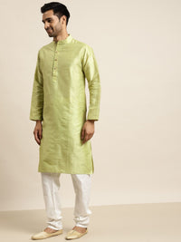 SOJANYA Striped Mandarin Collar Kurta With Churidar
