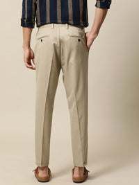 Mr Bowerbird Men Khaki Tailored Fit Pleated Trousers