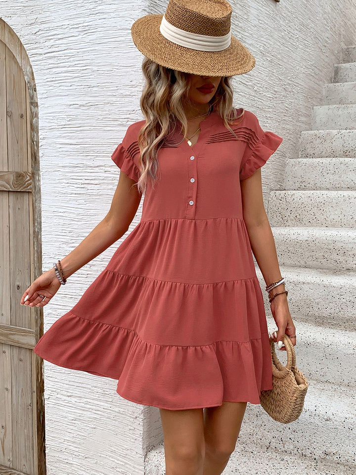 DressBerry Pintucks Detail Tiered Dress