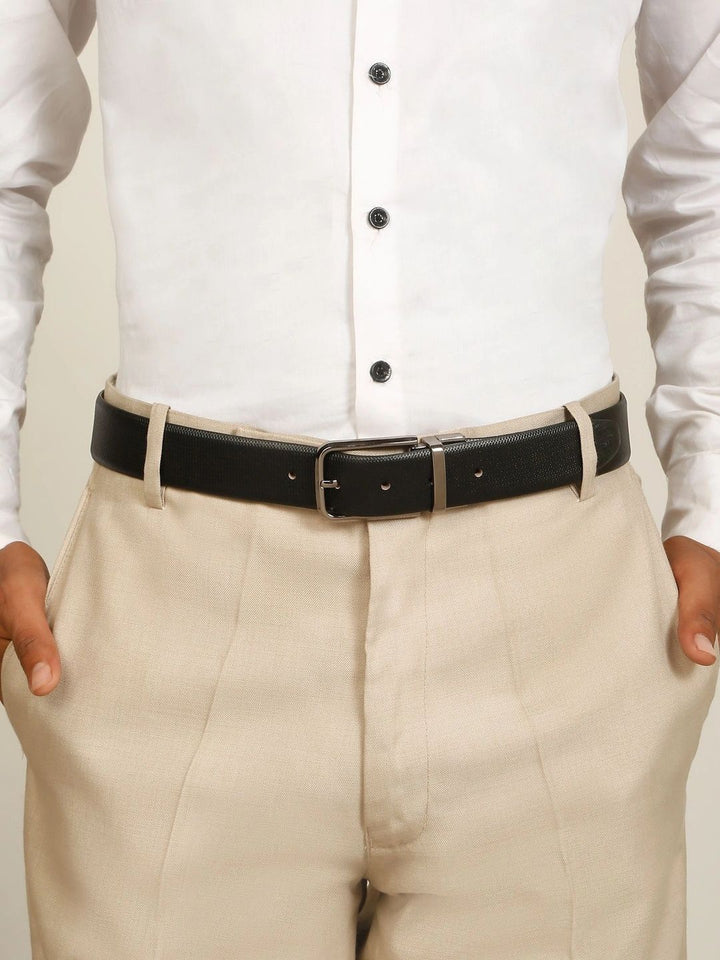 Teakwood Leathers Men Textured Leather Reversible Formal Belt