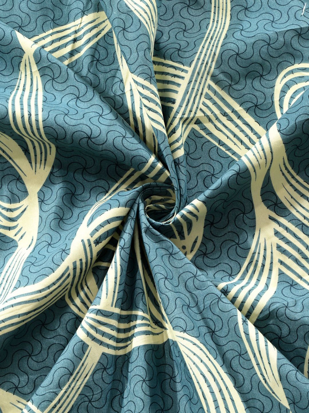 KLOTTHE Turquoise Blue Abstract 300TC Dilengkapi Cadar King Double & 2 Sarung Bantal