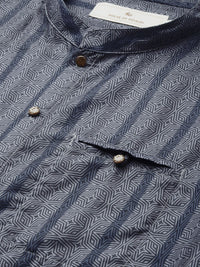 House of Pataudi Ethnic Motifs Printed & Striped Rozana Kurta