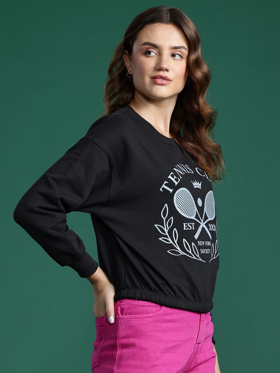DressBerry Printed Drop-Shoulder Sleeves Sweatshirt