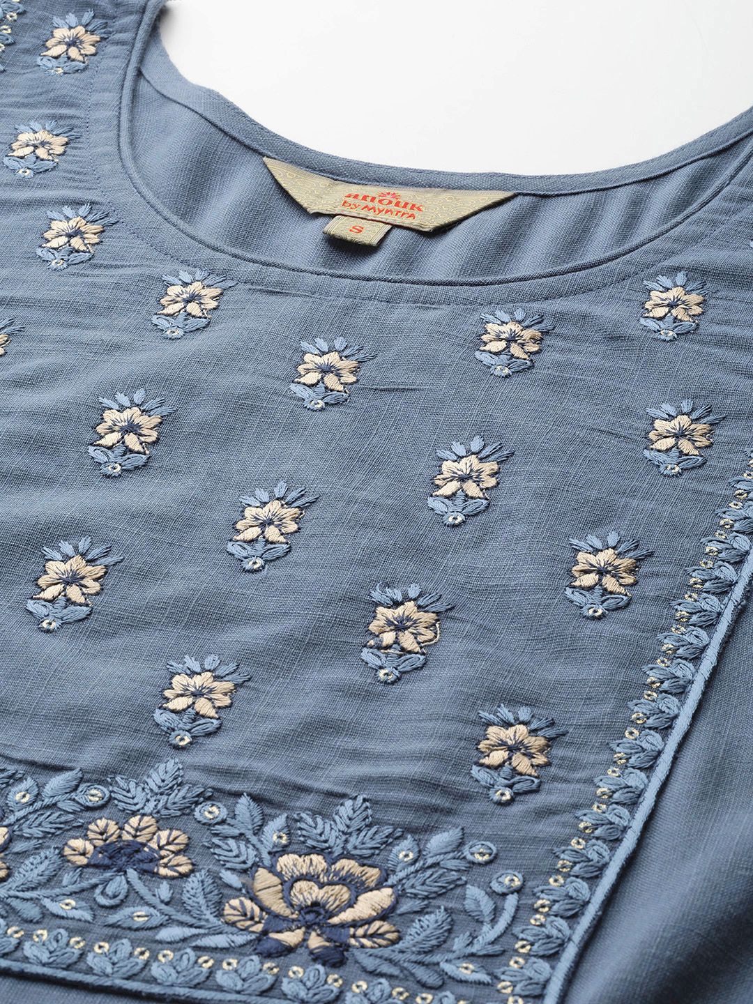 Anouk Women Blue Ethnic Motifs Yoke Design Kurta