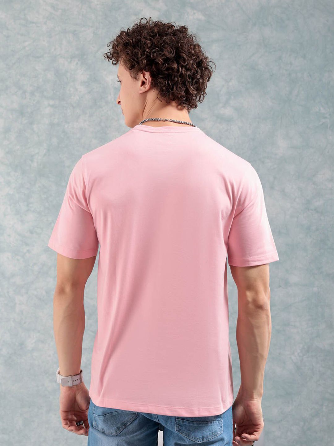 The Indian Garage Co Pink Round Neck Short Sleeves Regular T-shirt