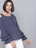 Tokyo Talkies Women Navy Blue & White Striped Top
