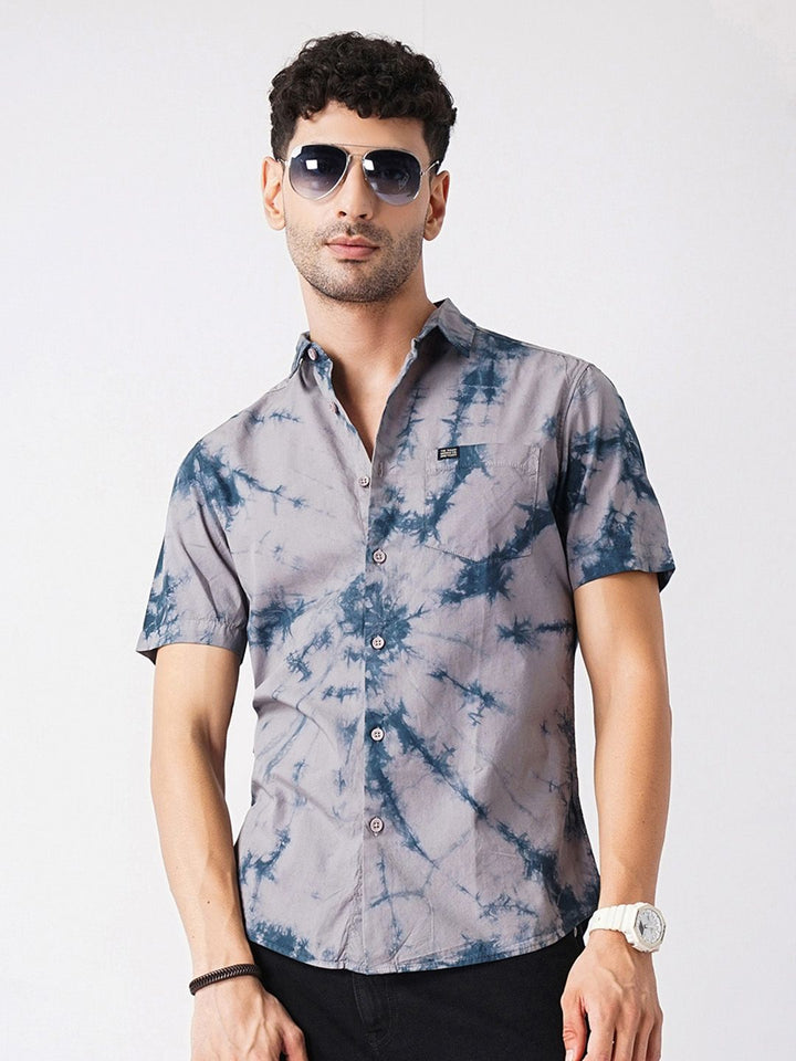 The Indian Garage Co Men Regular Fit Overdyed Resortwear Shirt