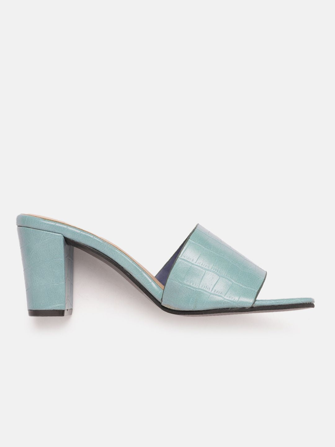 DressBerry Women Croc Textured Block Heel Sandals