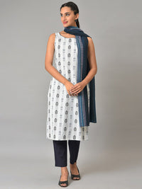 AURELIA Ethnic Motifs Printed Pure Cotton Kurta with Trousers & Dupatta