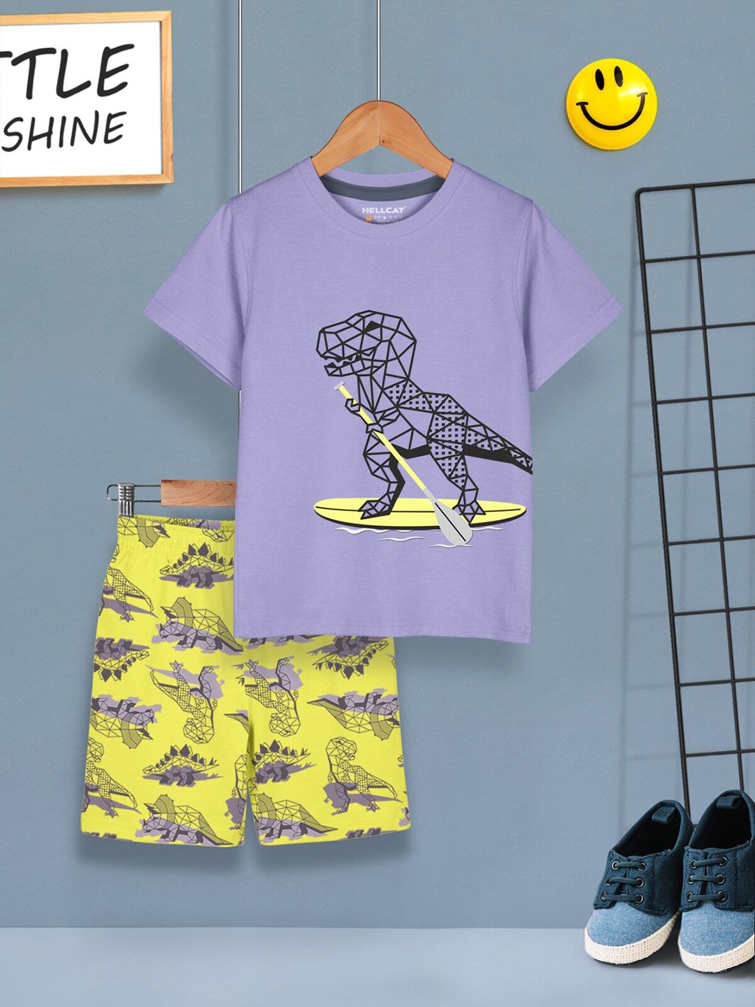 HELLCAT Boys Pack Of 2 Printed T-shirt with Shorts