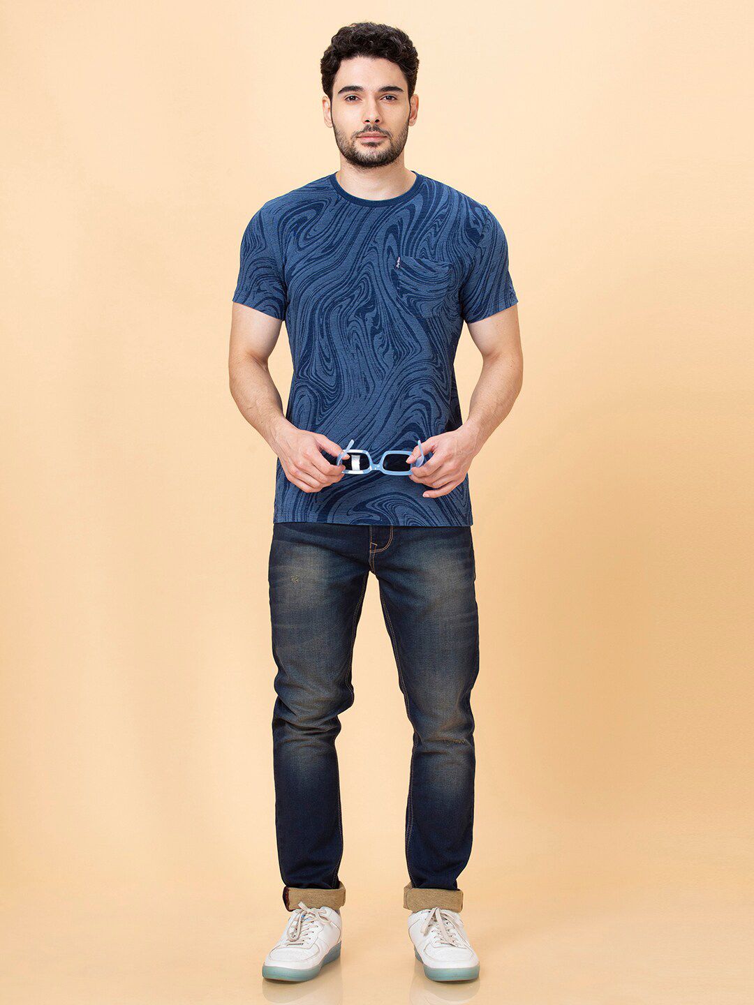 Being Human Abstract Printed Cotton Casual T-shirt