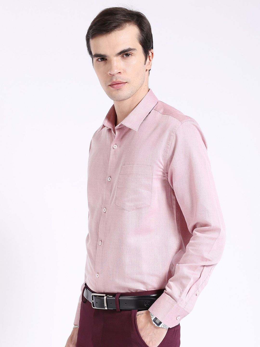 The Indian Garage Co. X Luxe Red & White Slim Fit Spread Collar Formal Shirt