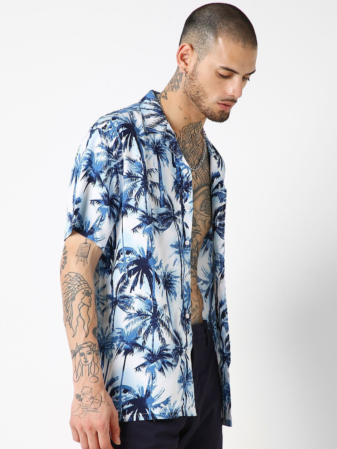 VASTRADO Men Hawaiian Printed Resort Collar Oversized Shirt