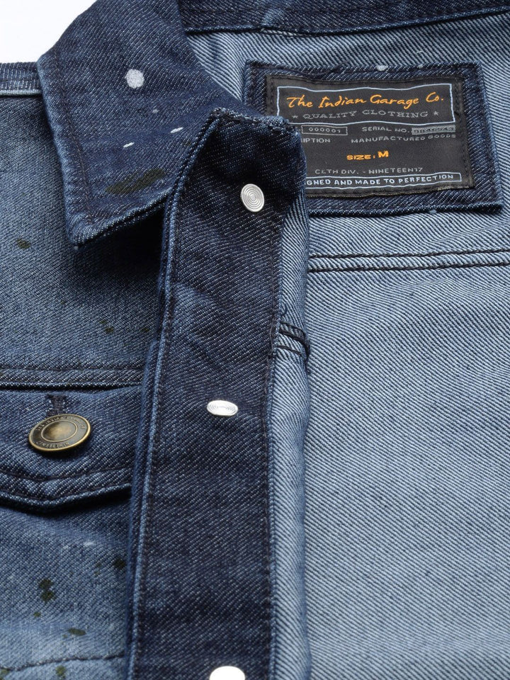 The Indian Garage Co Men Blue Woven Denim Jacket