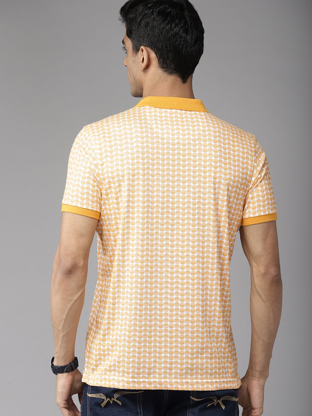 Park Avenue Men Geometric Print Polo Collar Slim Fit T-shirt