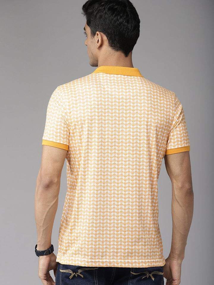 Park Avenue Men Geometric Print Polo Collar Slim Fit T-shirt