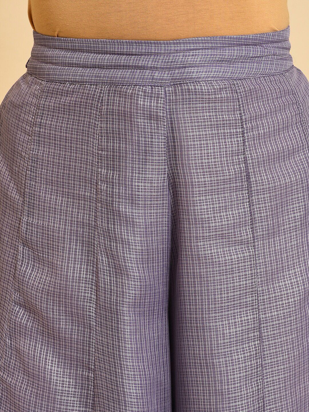 W Women Checked Ethnic Palazzos