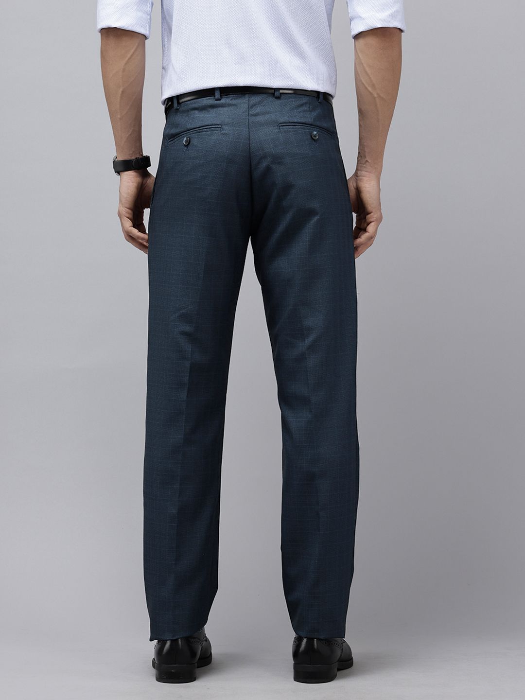 Park Avenue Men Checked Comfort Fit Formal Trousers