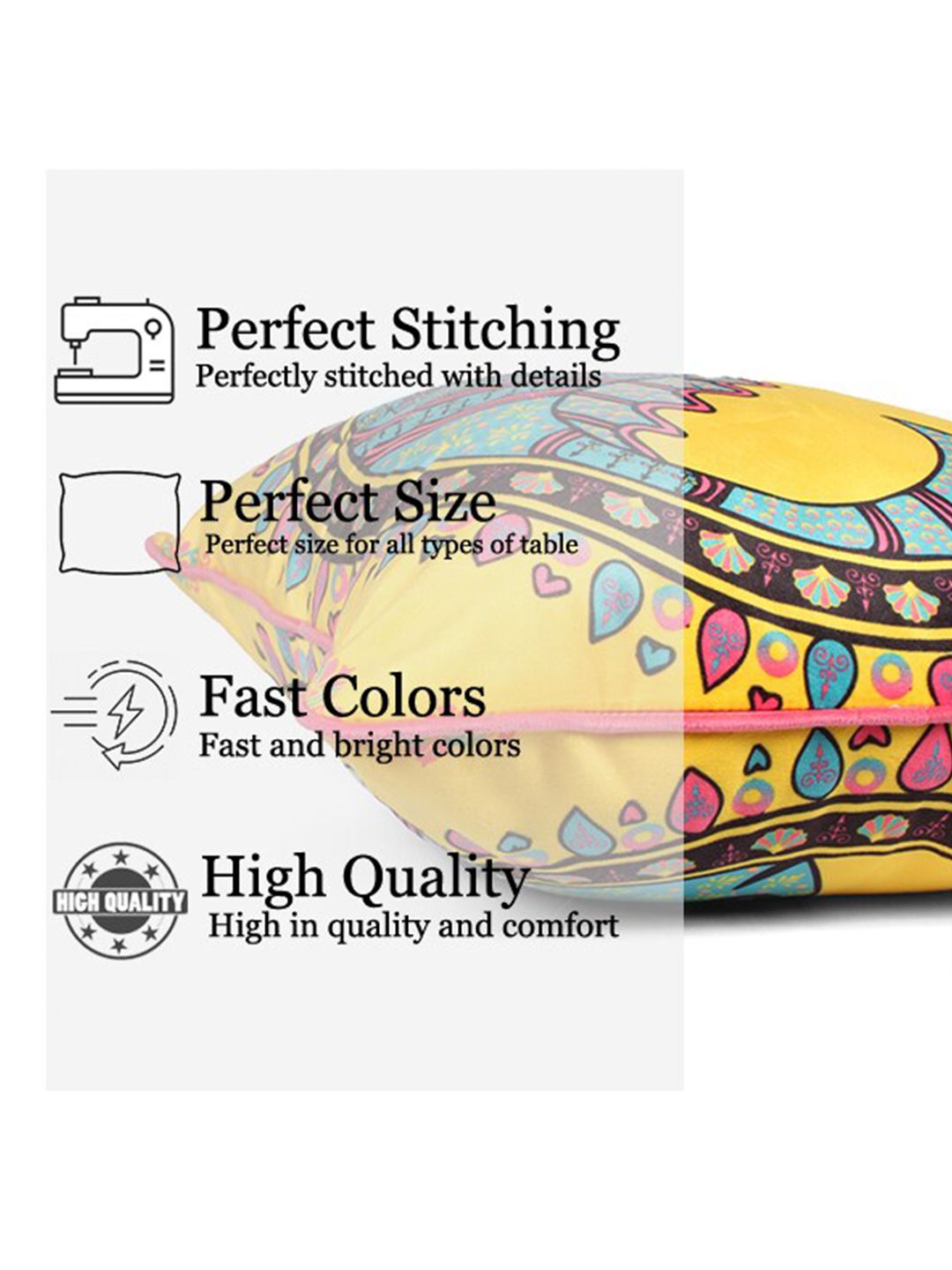 STITCHNEST Yellow & Turquoise Blue 5 Pieces Printed Velvet Square Cushion Covers