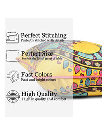 STITCHNEST Yellow & Turquoise Blue 5 Pieces Printed Velvet Square Cushion Covers