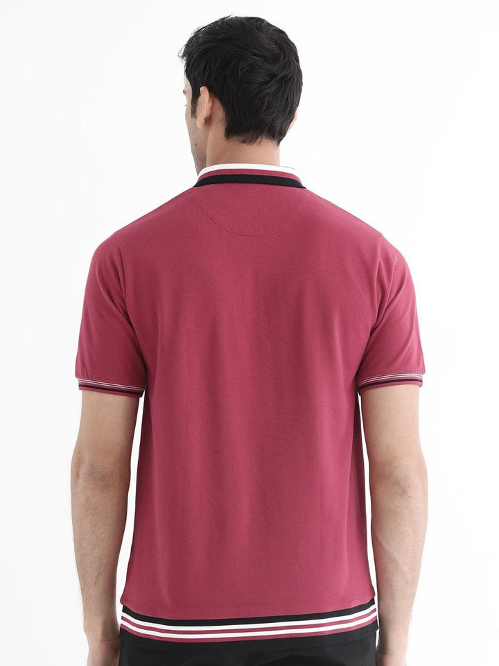 RARE RABBIT Men Polo Collar Regular Fit T-shirt