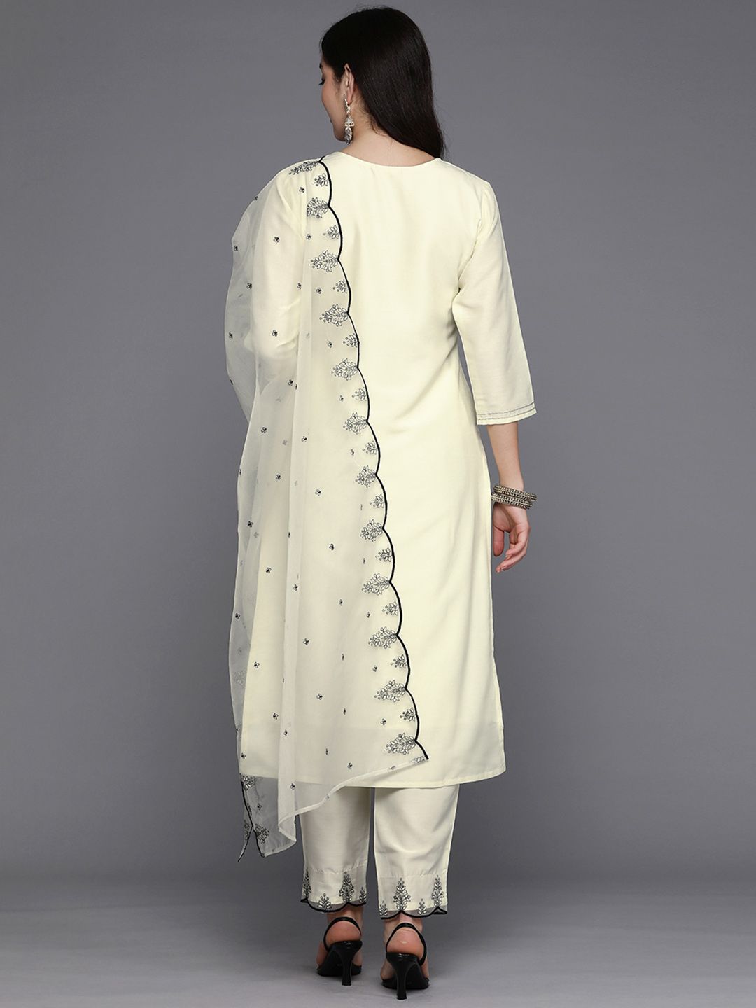Indo Era Women Ethnic Motifs Embroidered Regular Thread Work Kurta with Trousers & With Dupatta