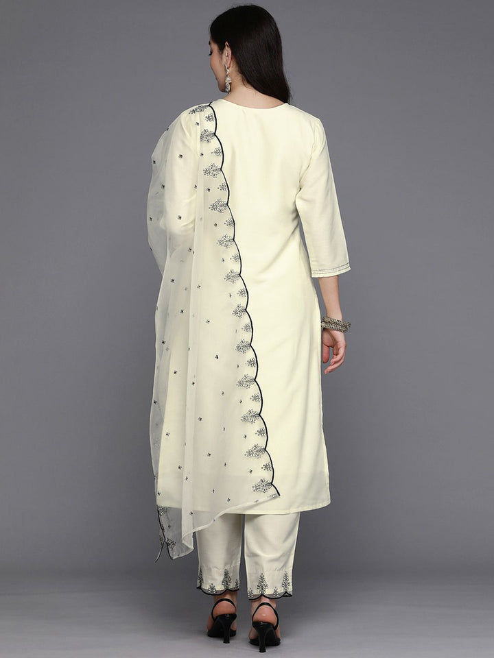 Indo Era Women Ethnic Motifs Embroidered Regular Thread Work Kurta with Trousers & With Dupatta