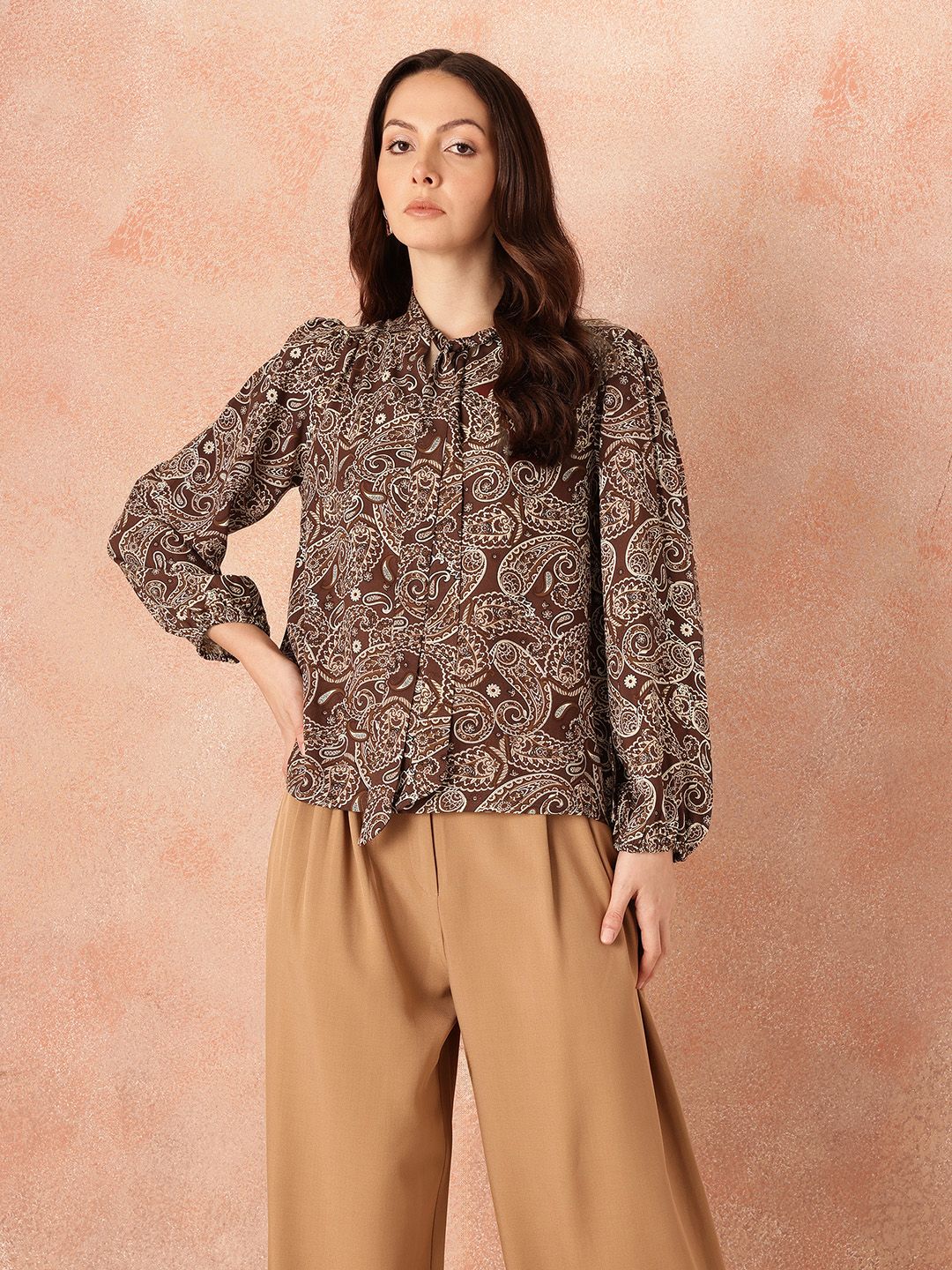 all about you Printed Tie-Up Neck Top