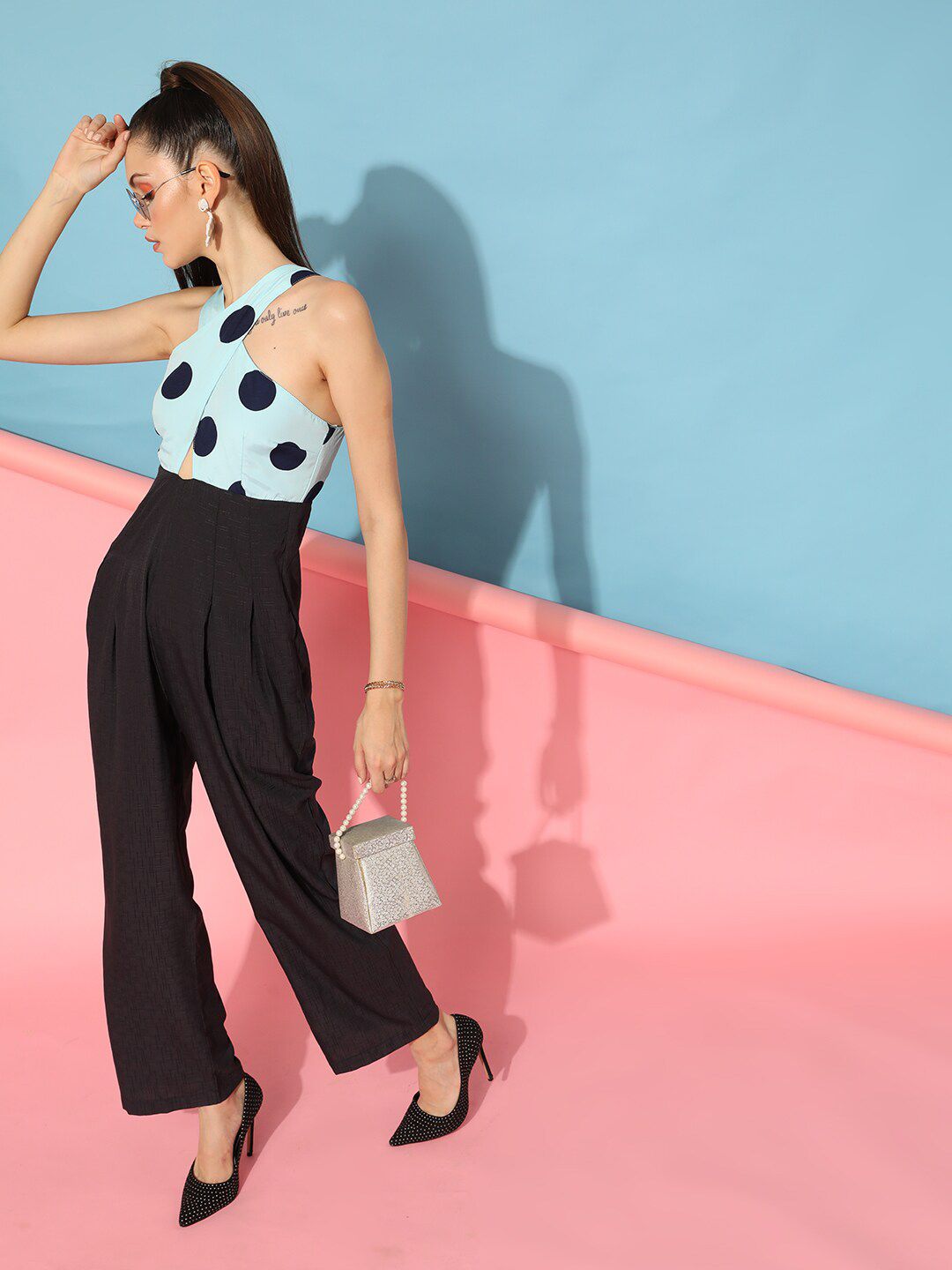 STREET 9 Women Turquoise Blue & Navy Printed Jumpsuit